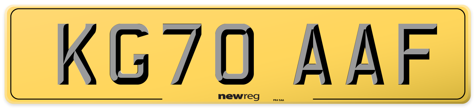 KG70 AAF Rear Number Plate
