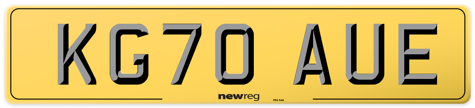 KG70 AUE Rear Number Plate