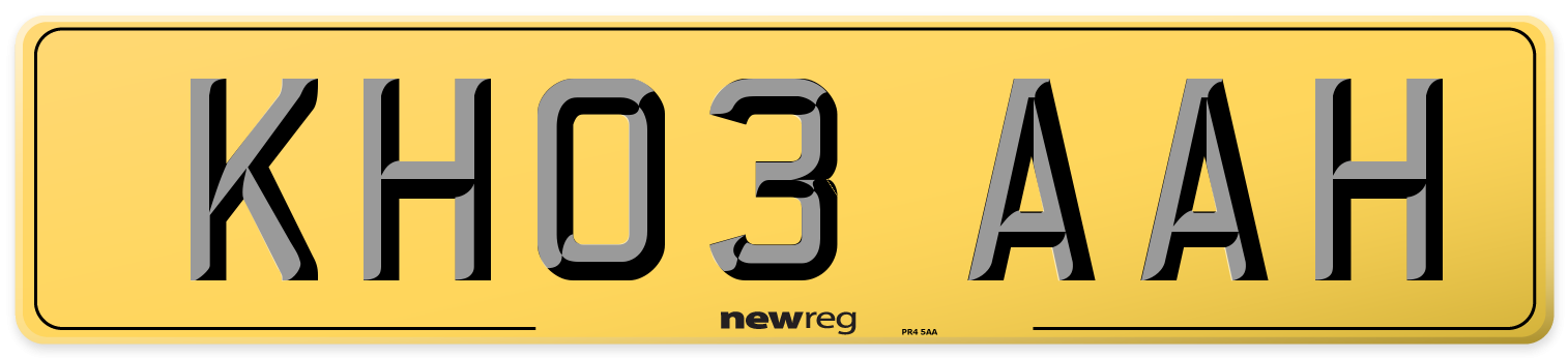 KH03 AAH Rear Number Plate