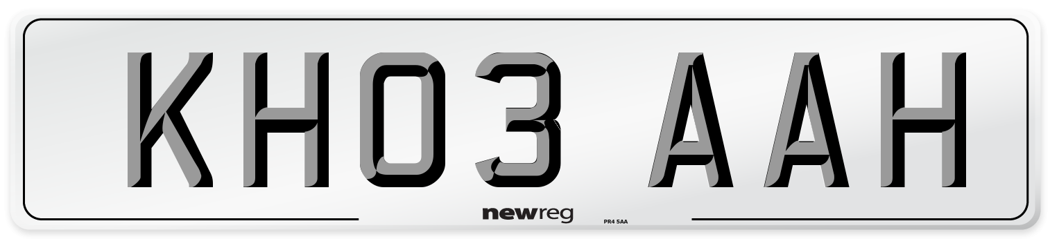 KH03 AAH Front Number Plate