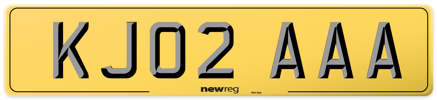 KJ02 AAA Rear Number Plate