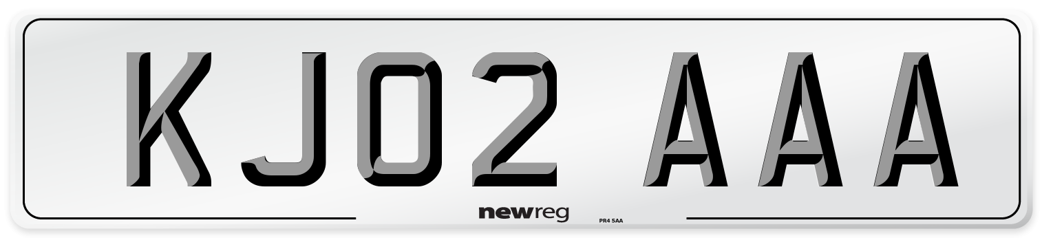 KJ02 AAA Front Number Plate