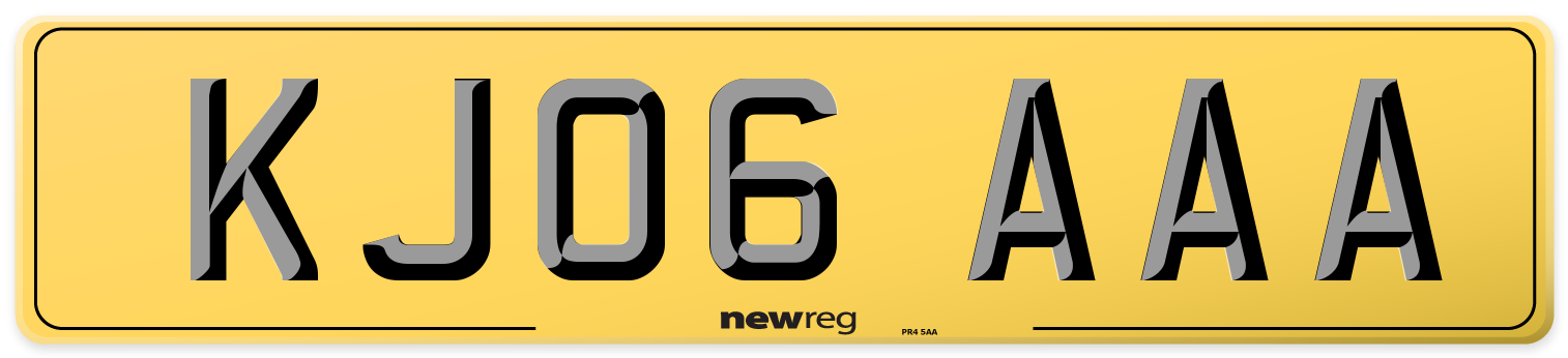 KJ06 AAA Rear Number Plate