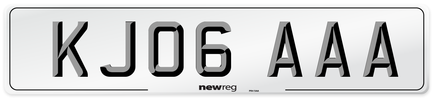 KJ06 AAA Front Number Plate