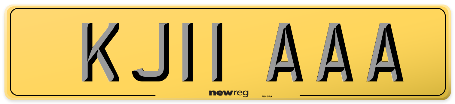 KJ11 AAA Rear Number Plate