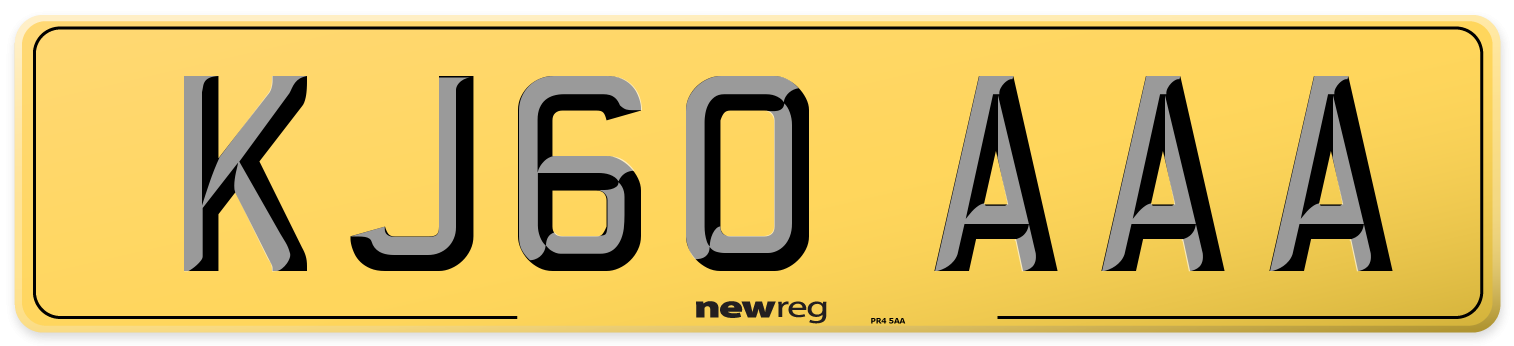 KJ60 AAA Rear Number Plate