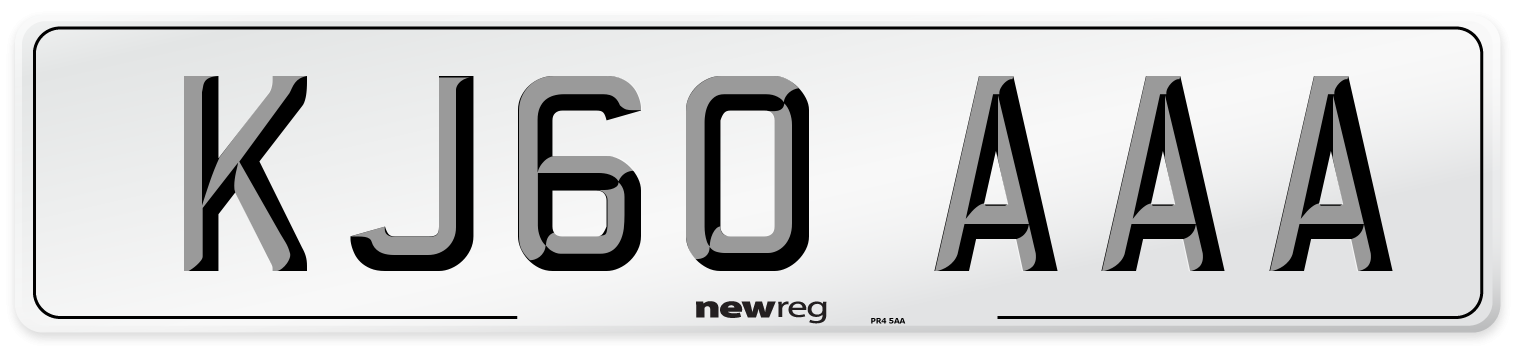 KJ60 AAA Front Number Plate