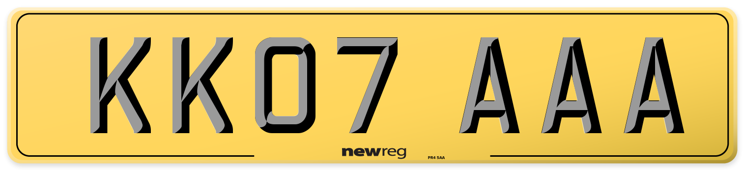 KK07 AAA Rear Number Plate