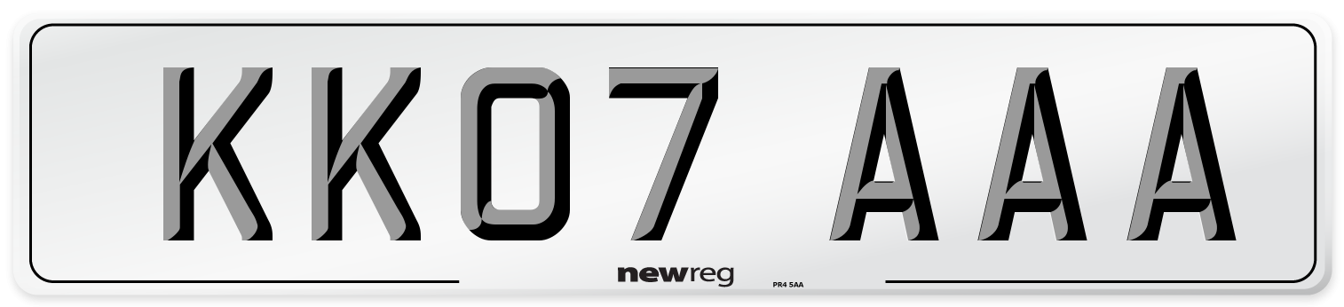 KK07 AAA Front Number Plate