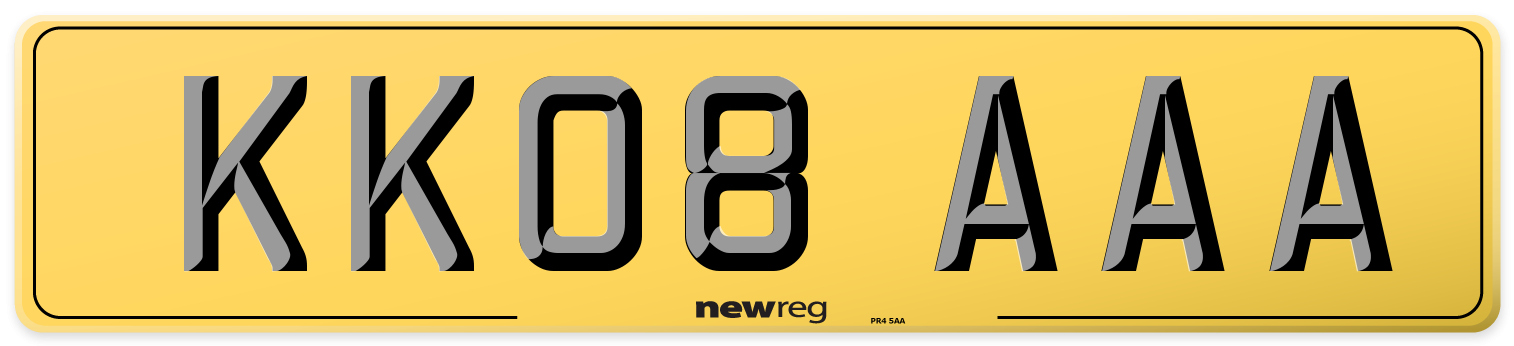 KK08 AAA Rear Number Plate