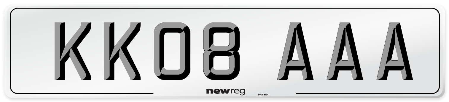 KK08 AAA Front Number Plate