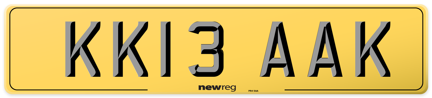 KK13 AAK Rear Number Plate