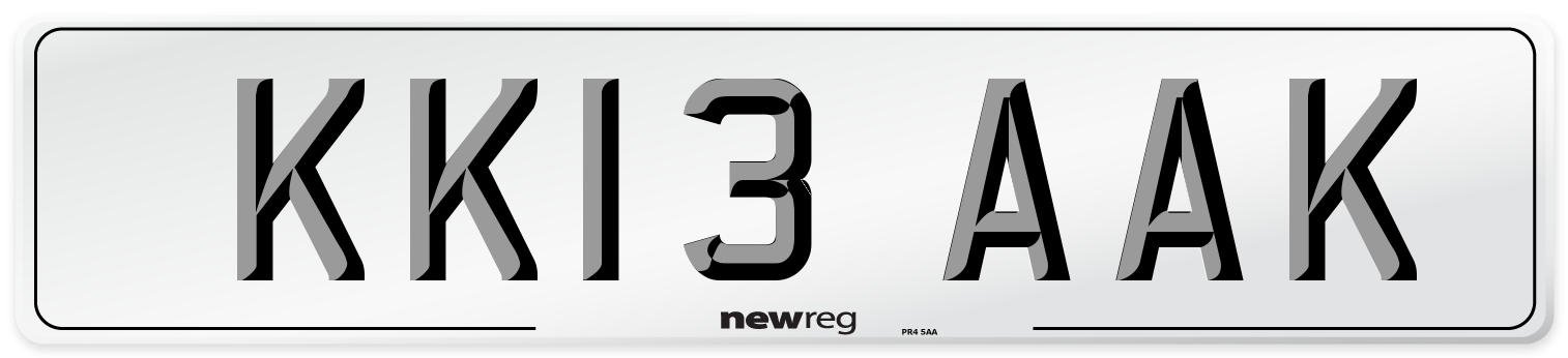 KK13 AAK Front Number Plate