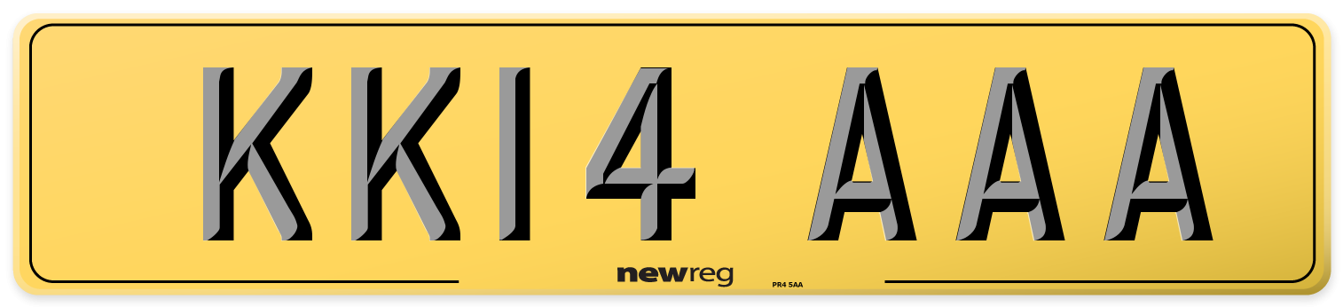 KK14 AAA Rear Number Plate
