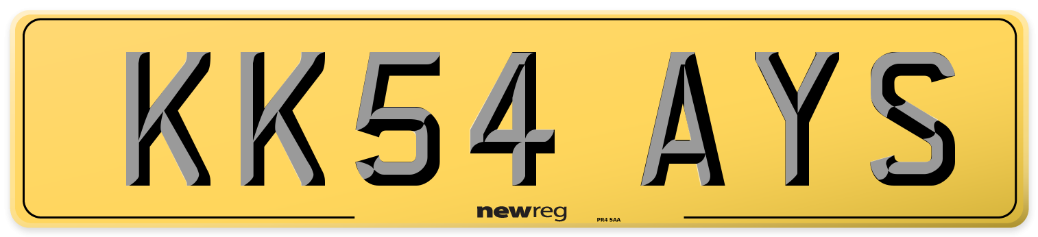 KK54 AYS Rear Number Plate