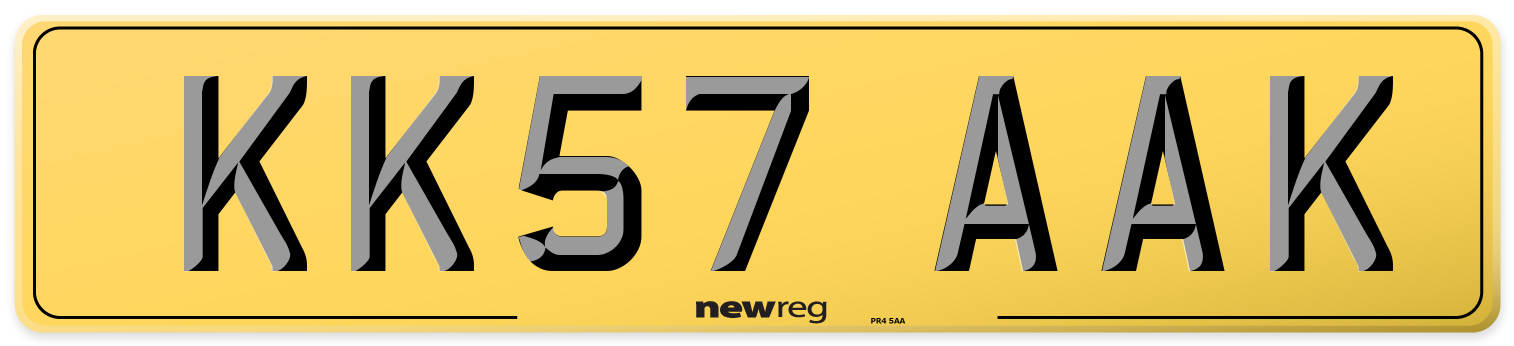 KK57 AAK Rear Number Plate