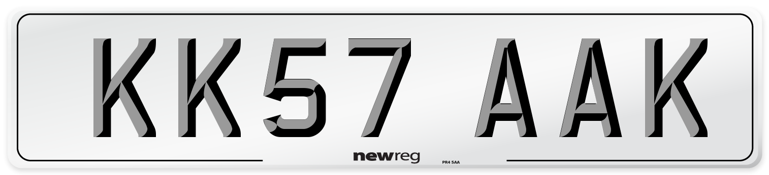 KK57 AAK Front Number Plate