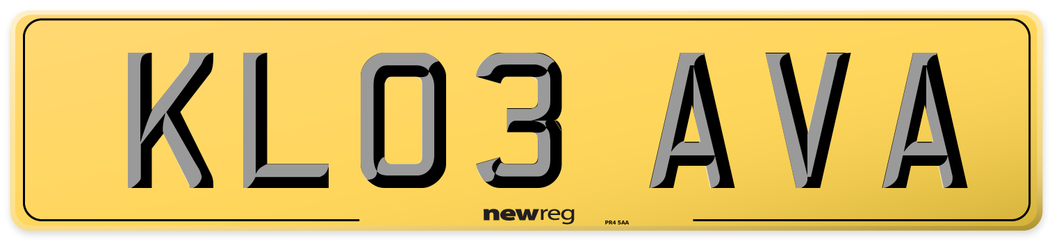 KL03 AVA Rear Number Plate
