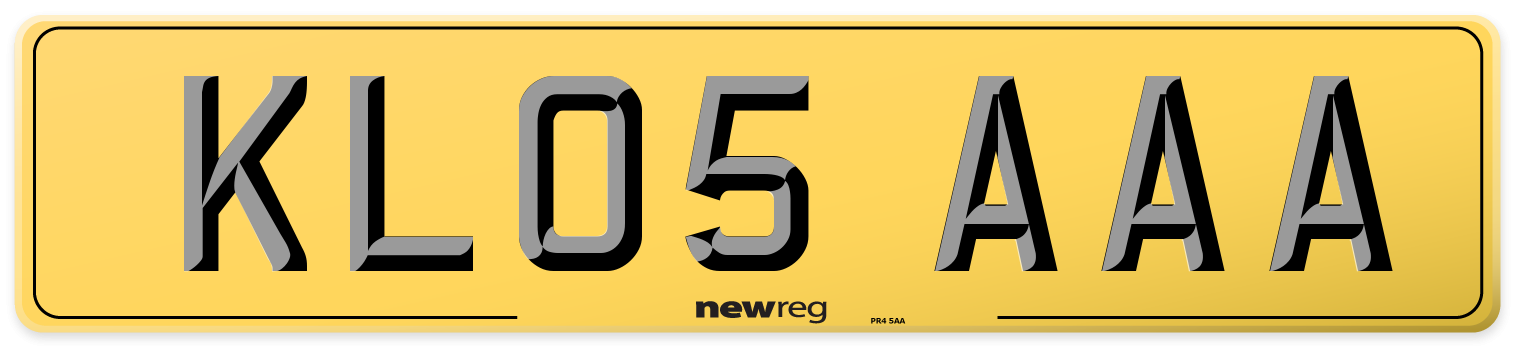 KL05 AAA Rear Number Plate