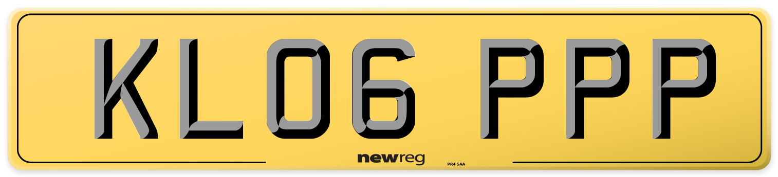 KL06 PPP Rear Number Plate