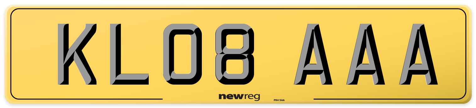 KL08 AAA Rear Number Plate