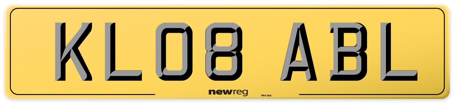 KL08 ABL Rear Number Plate