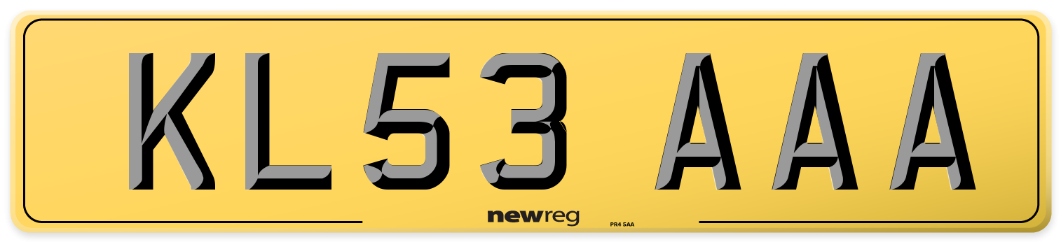 KL53 AAA Rear Number Plate