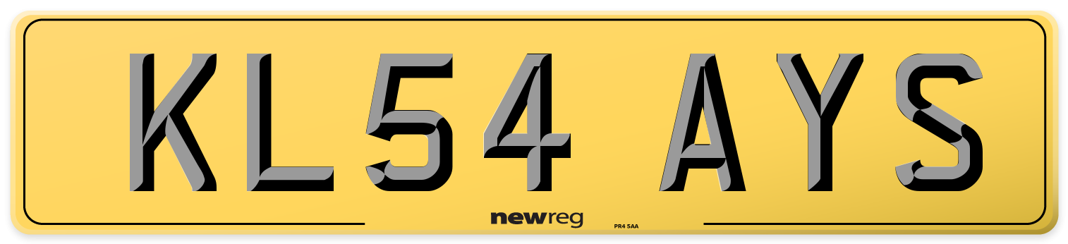 KL54 AYS Rear Number Plate