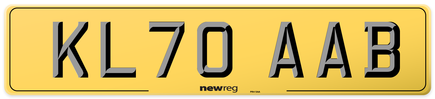 KL70 AAB Rear Number Plate