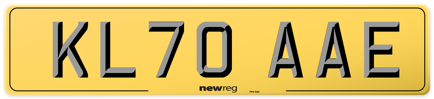 KL70 AAE Rear Number Plate