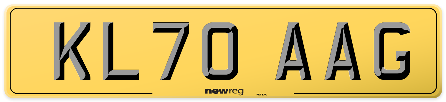 KL70 AAG Rear Number Plate