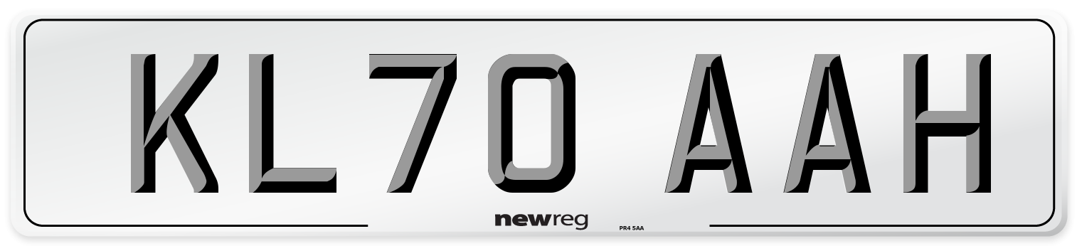 KL70 AAH Front Number Plate