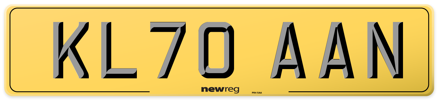 KL70 AAN Rear Number Plate