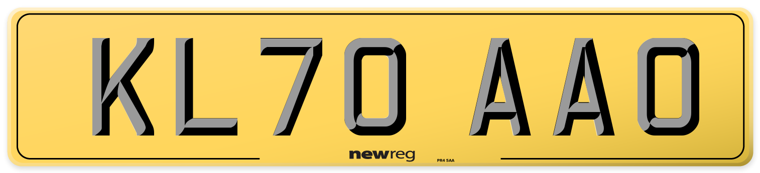 KL70 AAO Rear Number Plate