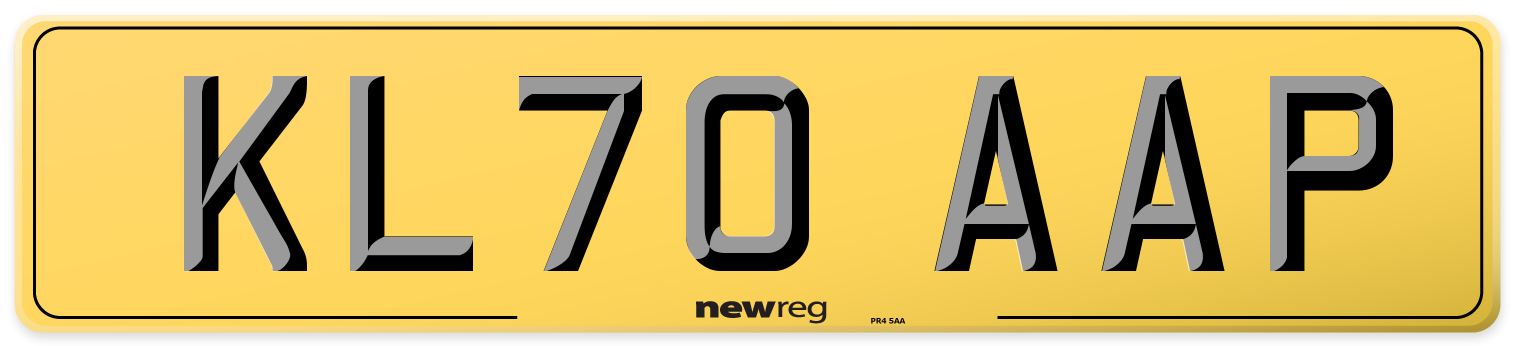 KL70 AAP Rear Number Plate