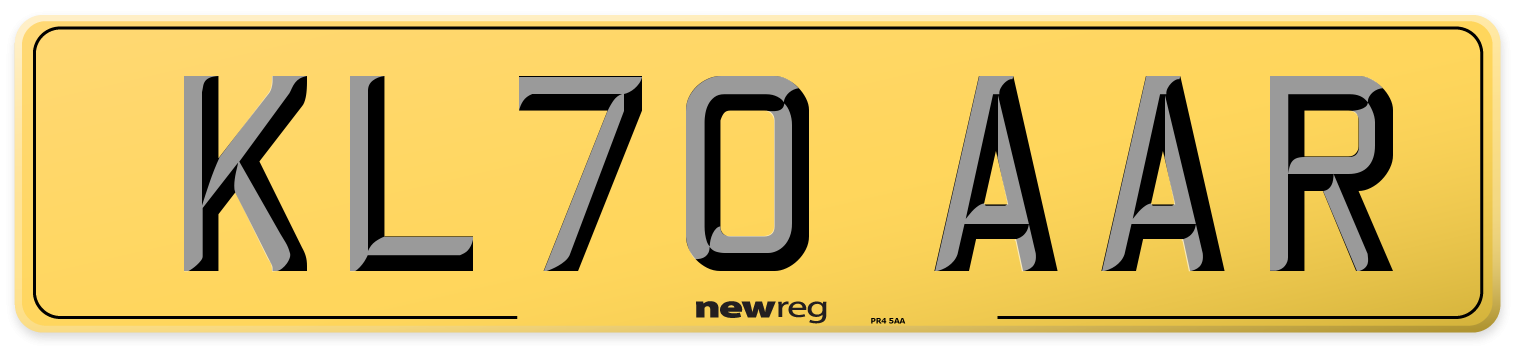 KL70 AAR Rear Number Plate