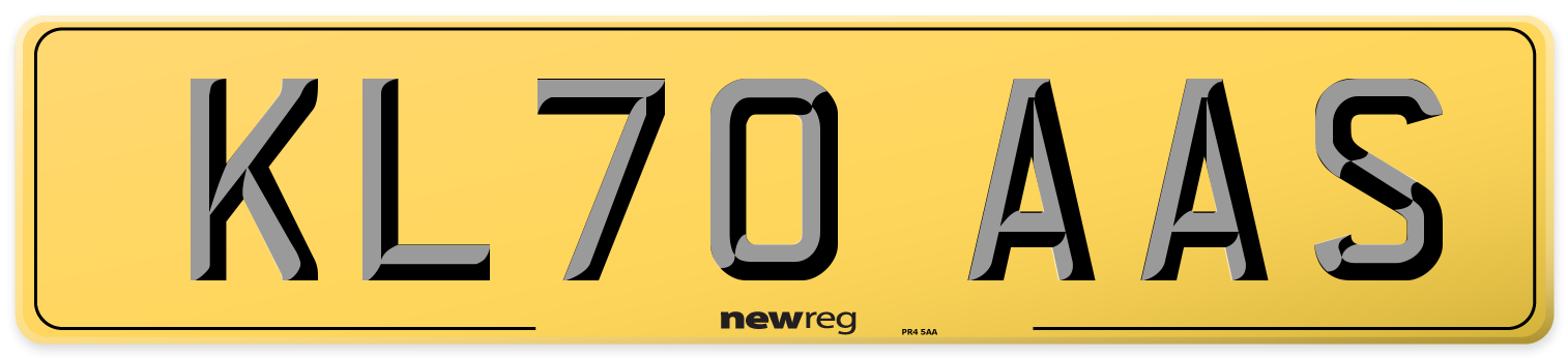 KL70 AAS Rear Number Plate