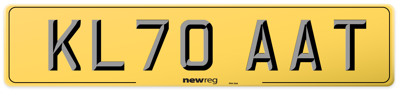 KL70 AAT Rear Number Plate