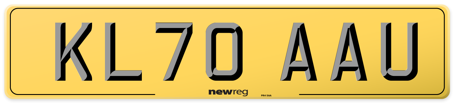 KL70 AAU Rear Number Plate