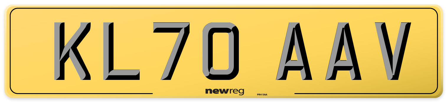 KL70 AAV Rear Number Plate