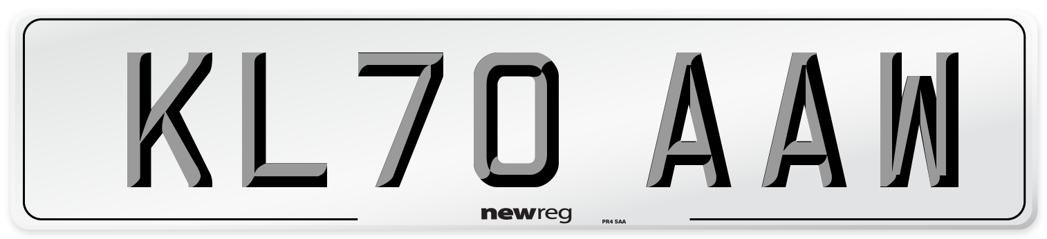 KL70 AAW Front Number Plate