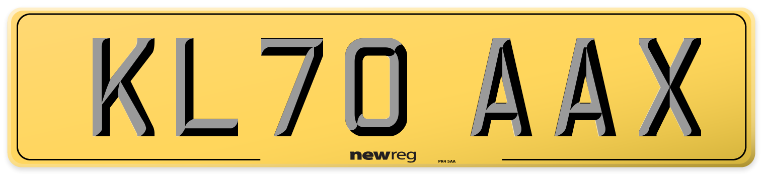 KL70 AAX Rear Number Plate