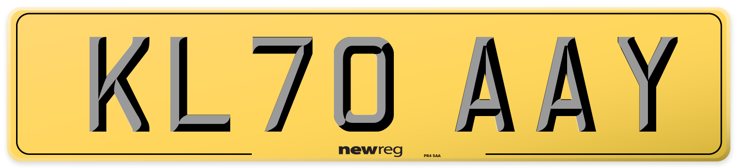 KL70 AAY Rear Number Plate