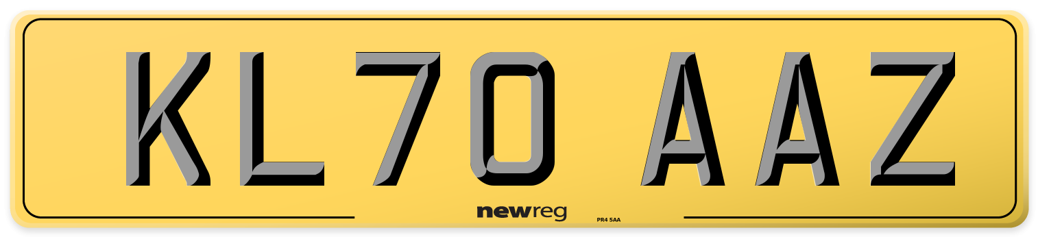 KL70 AAZ Rear Number Plate