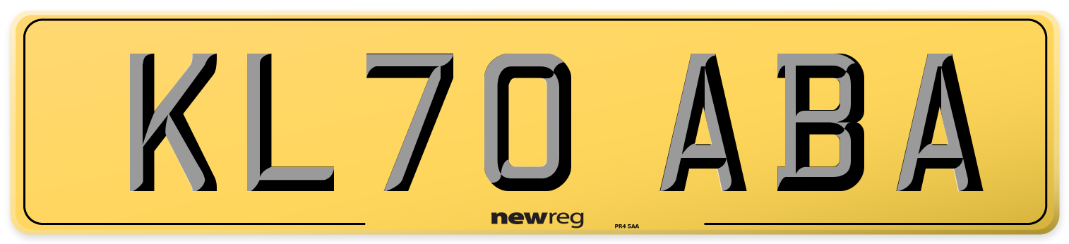 KL70 ABA Rear Number Plate