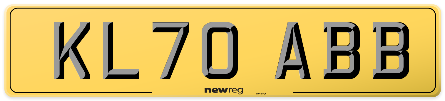 KL70 ABB Rear Number Plate