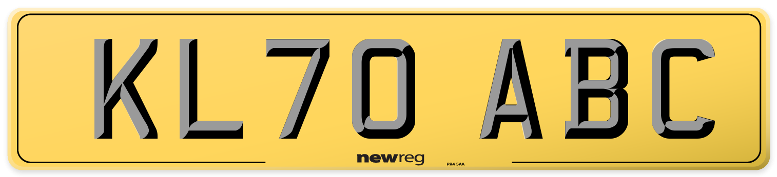 KL70 ABC Rear Number Plate