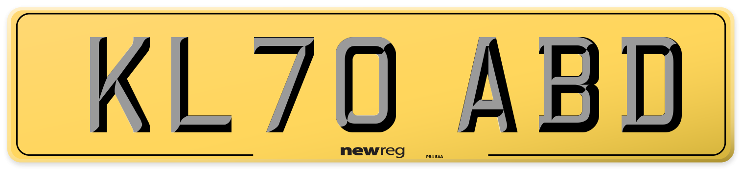 KL70 ABD Rear Number Plate