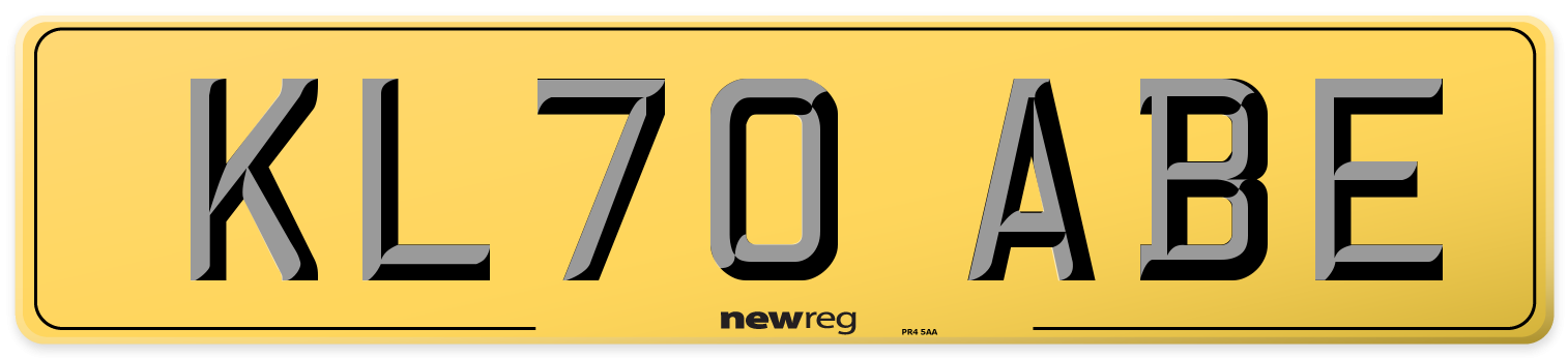 KL70 ABE Rear Number Plate