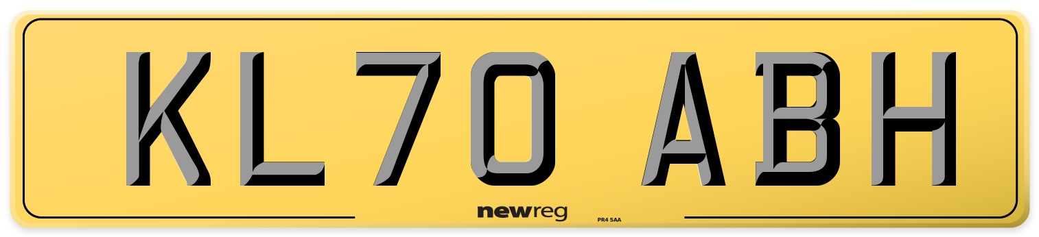 KL70 ABH Rear Number Plate